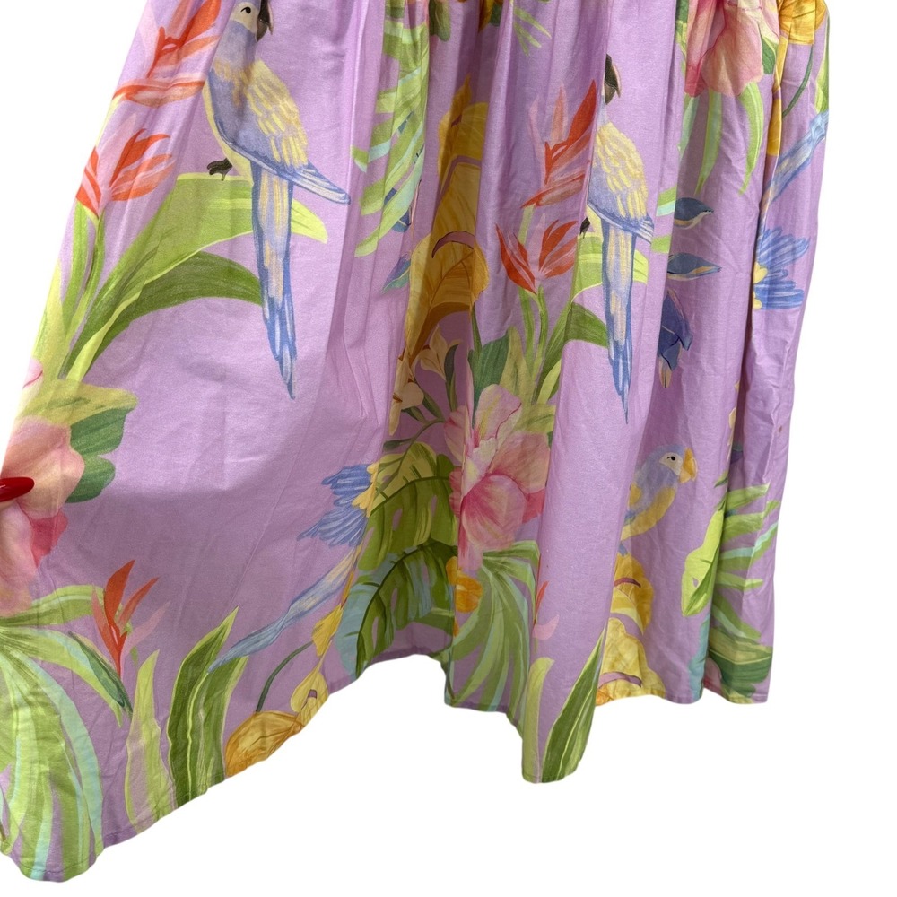 Farm Rio Oasis Tropical Lilac Purple Parrot Floral Maxi Dress Women's Small - Picture 7 of 14